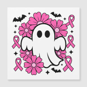 Breast Cancer Awareness Ghost with Pink Flowers
