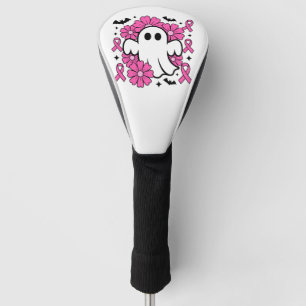 Breast Cancer Awareness Ghost with Pink Flowers Golf Head Cover
