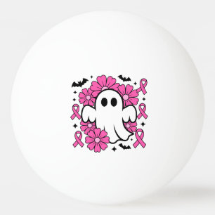 Breast Cancer Awareness Ghost with Pink Flowers Ping Pong Ball