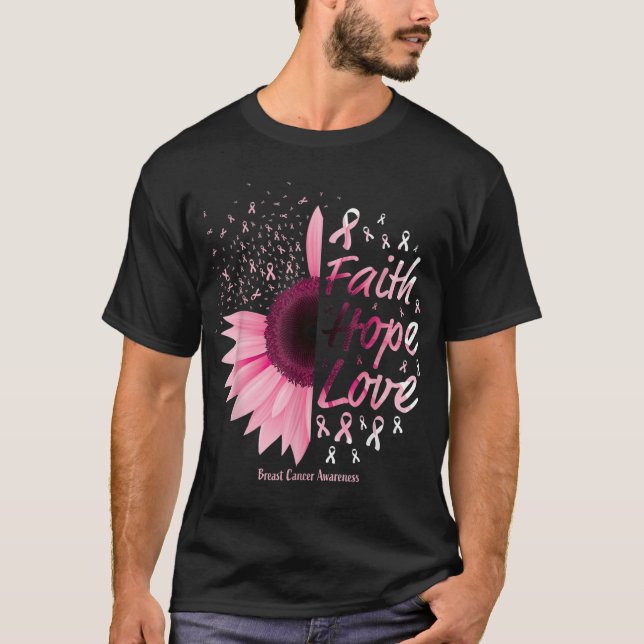 Breast Cancer Awareness Gifts Christian Faith Hope T-Shirt (Front)