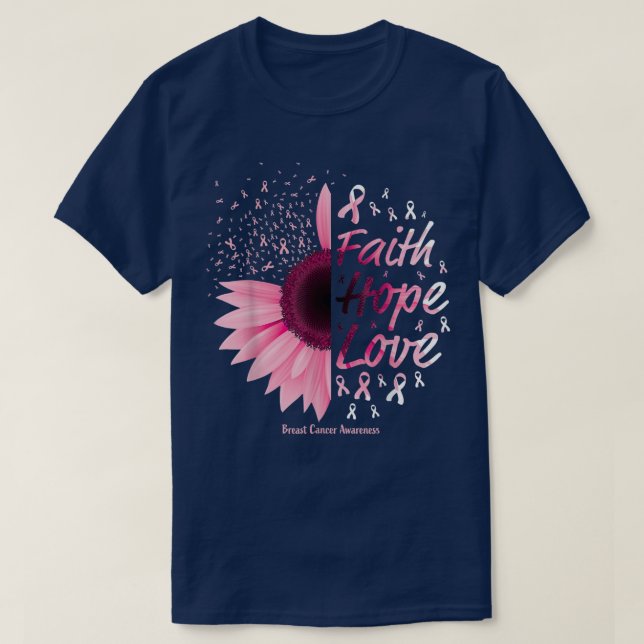 Breast Cancer Awareness Gifts Christian Faith Hope T-Shirt (Design Front)