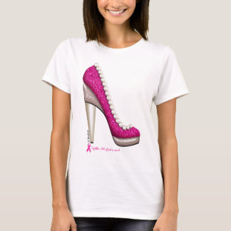 Breast Cancer Awareness Glitter Pearl Pump T-Shirt