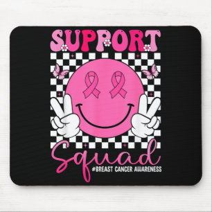 Breast Cancer Awareness Groovy Pink Smile Face Mouse Mat