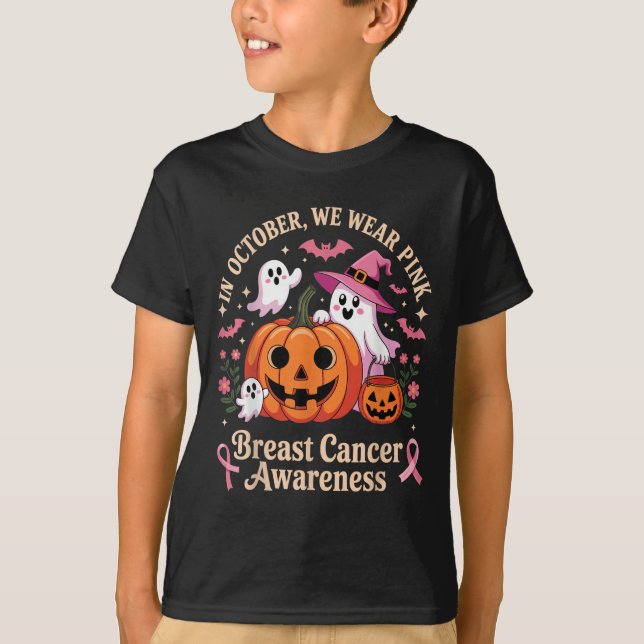 Breast Cancer Awareness Halloween In October We We T-Shirt (Front)