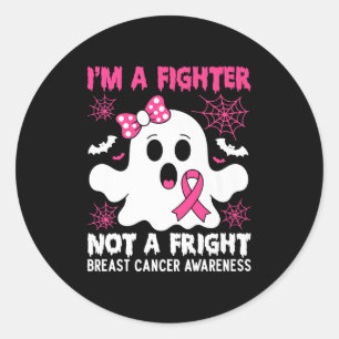 Breast Cancer Awareness Halloween Pink Ribbon Spoo Classic Round Sticker