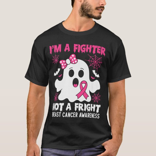 Breast Cancer Awareness Halloween Pink Ribbon Spoo T-Shirt (Front)
