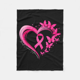 Breast Cancer Awareness Heart Butterflies Women Fleece Blanket