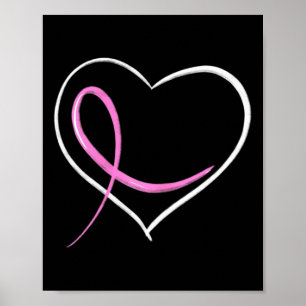 Breast Cancer Awareness Heart Design With Pink Rib Poster