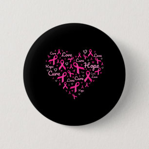 Breast Cancer Awareness Heart Pink Ribbon Support 6 Cm Round Badge