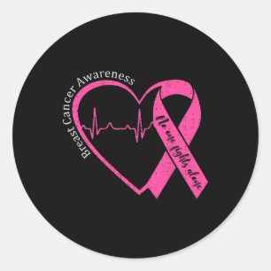 Breast Cancer Awareness Heart Pink Ribbon Support Classic Round Sticker