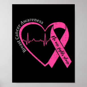 Breast Cancer Awareness Heart Pink Ribbon Support  Poster