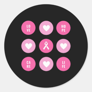 Breast Cancer Awareness Hearts Hope  Classic Round Sticker