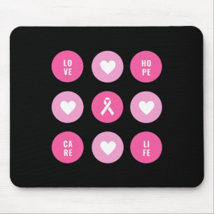 Breast Cancer Awareness Hearts Hope Mouse Mat