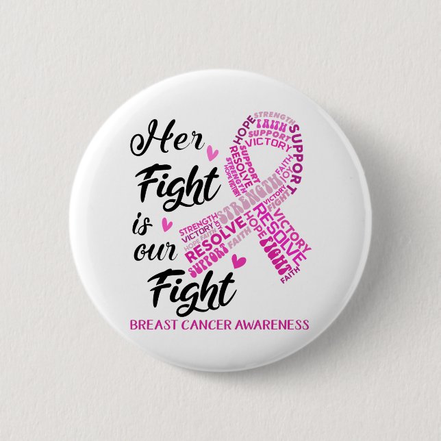 Breast Cancer Awareness Her Fight is my Fight 6 Cm Round Badge (Front)