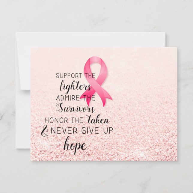 Breast Cancer Awareness Hope Inspirational Quote Card (Front)