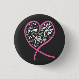 Breast cancer, awareness, hope,pink ribbon  T-Shir 3 Cm Round Badge