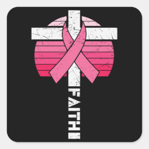 Breast Cancer Awareness Hope Strength Christian Square Sticker