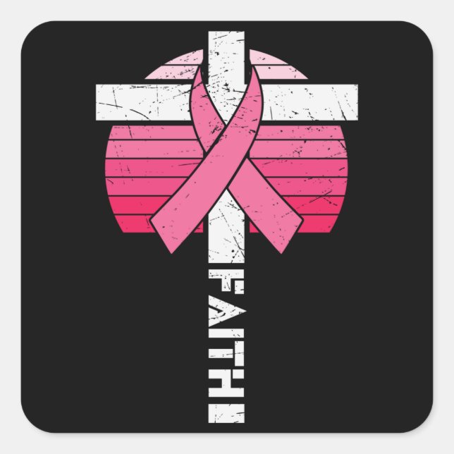 Breast Cancer Awareness Hope Strength Christian Square Sticker (Front)