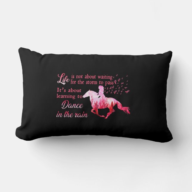 Breast Cancer Awareness Horse Ribbon Pink Gifts Wo Lumbar Cushion (Front)