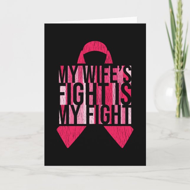 Breast Cancer Awareness Husband Wife Fight Support Card (Front)