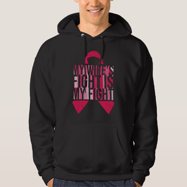 Breast Cancer Awareness Husband Wife Fight Support Hoodie (Front)