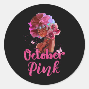 Breast Cancer Awareness In October We Wear Pink Bl Classic Round Sticker
