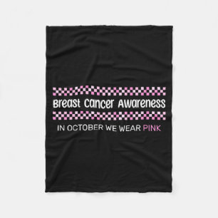 Breast Cancer Awareness In October Wear Pink Retro Fleece Blanket