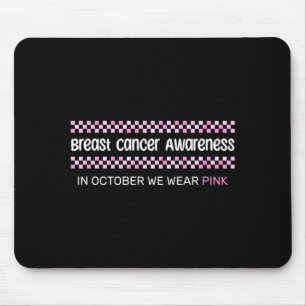 Breast Cancer Awareness In October Wear Pink Retro Mouse Mat