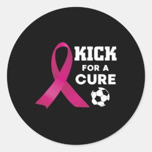 Breast Cancer Awareness Kick For A Cure Soccer Classic Round Sticker