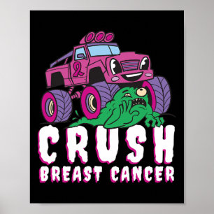 Breast Cancer Awareness Kids Monster Truck Pink Ki Poster