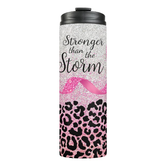 Breast Cancer Awareness Leopard Print Thermal Tumbler (Front)