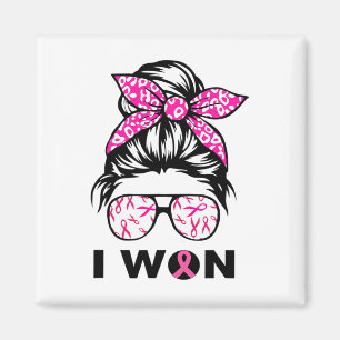 Breast Cancer Awareness Leopard Retro I Won Women' Magnet