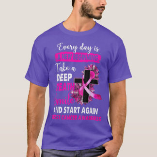 Breast Cancer Awareness Leopard Sunflower Cross Ch T-Shirt