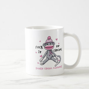 Breast Cancer Awareness Monkey Sock It To Cancer Coffee Mug