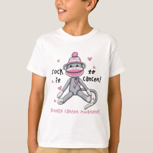 Breast Cancer Awareness Monkey Sock It To Cancer T-Shirt