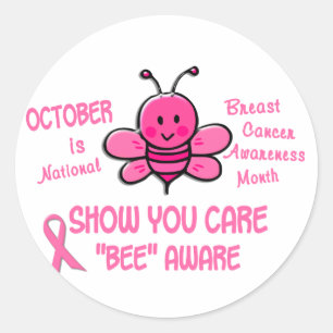 Breast Cancer Awareness Month Bee 1.1 Classic Round Sticker