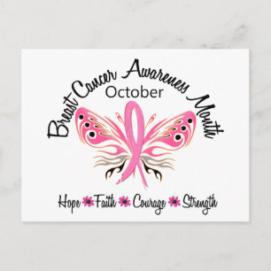 Breast Cancer Awareness Month Butterfly 3.2 Postcard