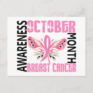 Breast Cancer Awareness Month Butterfly 3.4 Postcard