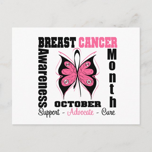 Breast Cancer AWARENESS Month Butterfly Postcard (Front)