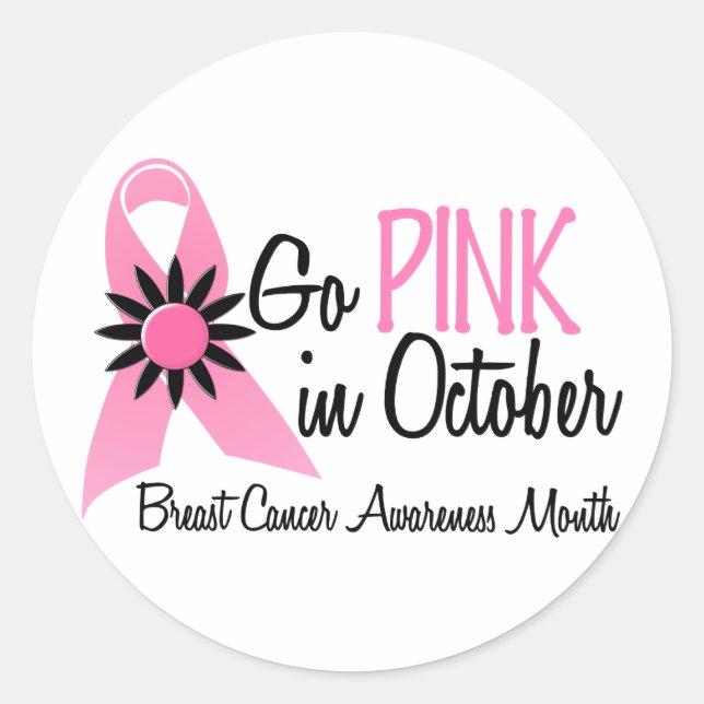 Breast Cancer Awareness Month Classic Round Sticker (Front)