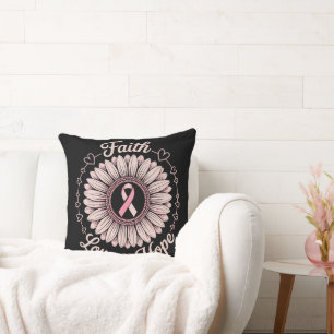 Breast Cancer Awareness Month Faith Hope Cure Cushion