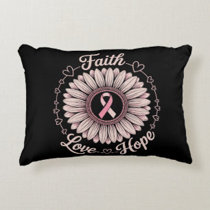 Breast Cancer Awareness Month Faith Hope Cure Decorative Cushion