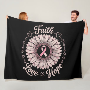 Breast Cancer Awareness Month Faith Hope Cure Fleece Blanket