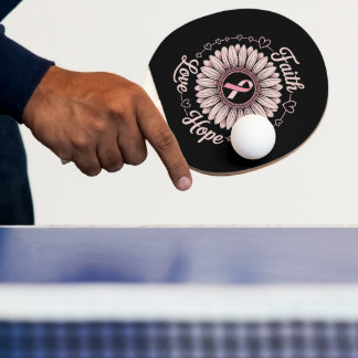 Breast Cancer Awareness Month Faith Hope Cure Ping Pong Paddle