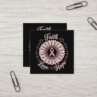 Breast Cancer Awareness Month Faith Hope Cure Square Business Card