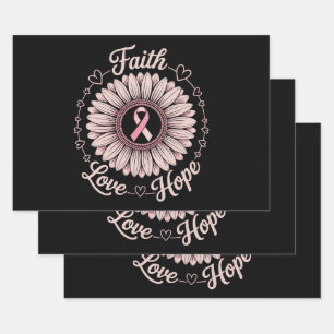 Breast Cancer Awareness Month Faith Hope Cure Wrapping Paper Sheet