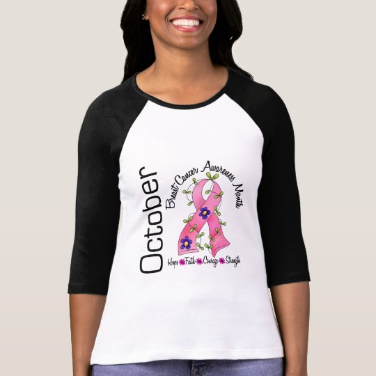 Breast Cancer Awareness Month Flower Ribbon 1 T-Shirt