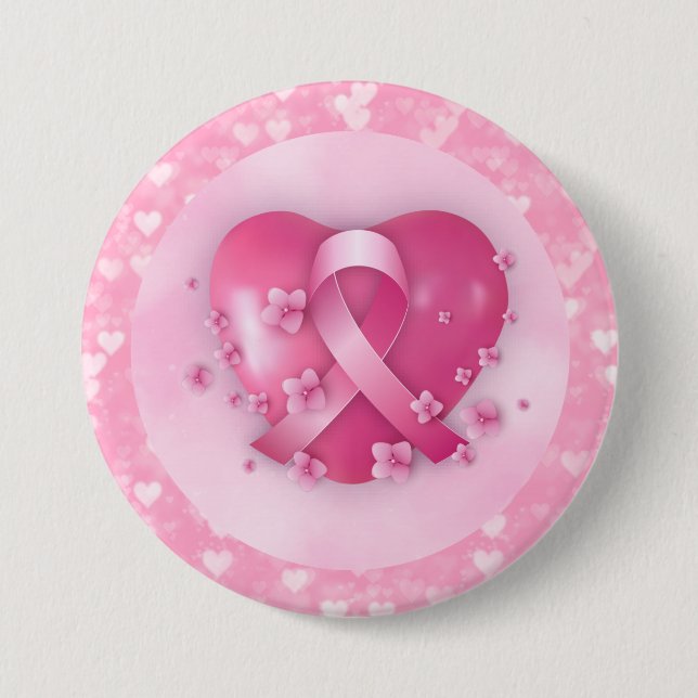 Breast Cancer Awareness Month Heart 7.5 Cm Round Badge (Front)