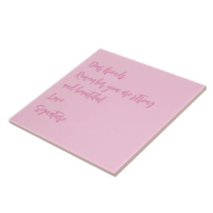 Breast Cancer Awareness month pink custom quote Tile