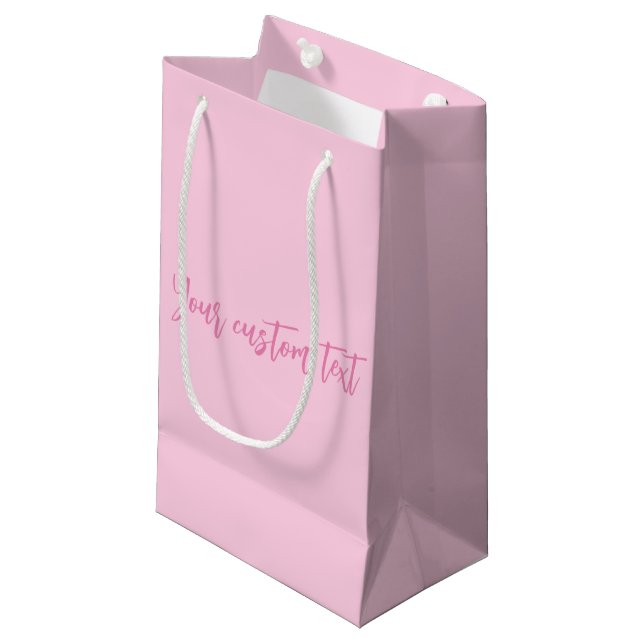Breast cancer awareness month pink custom script small gift bag (Front Angled)